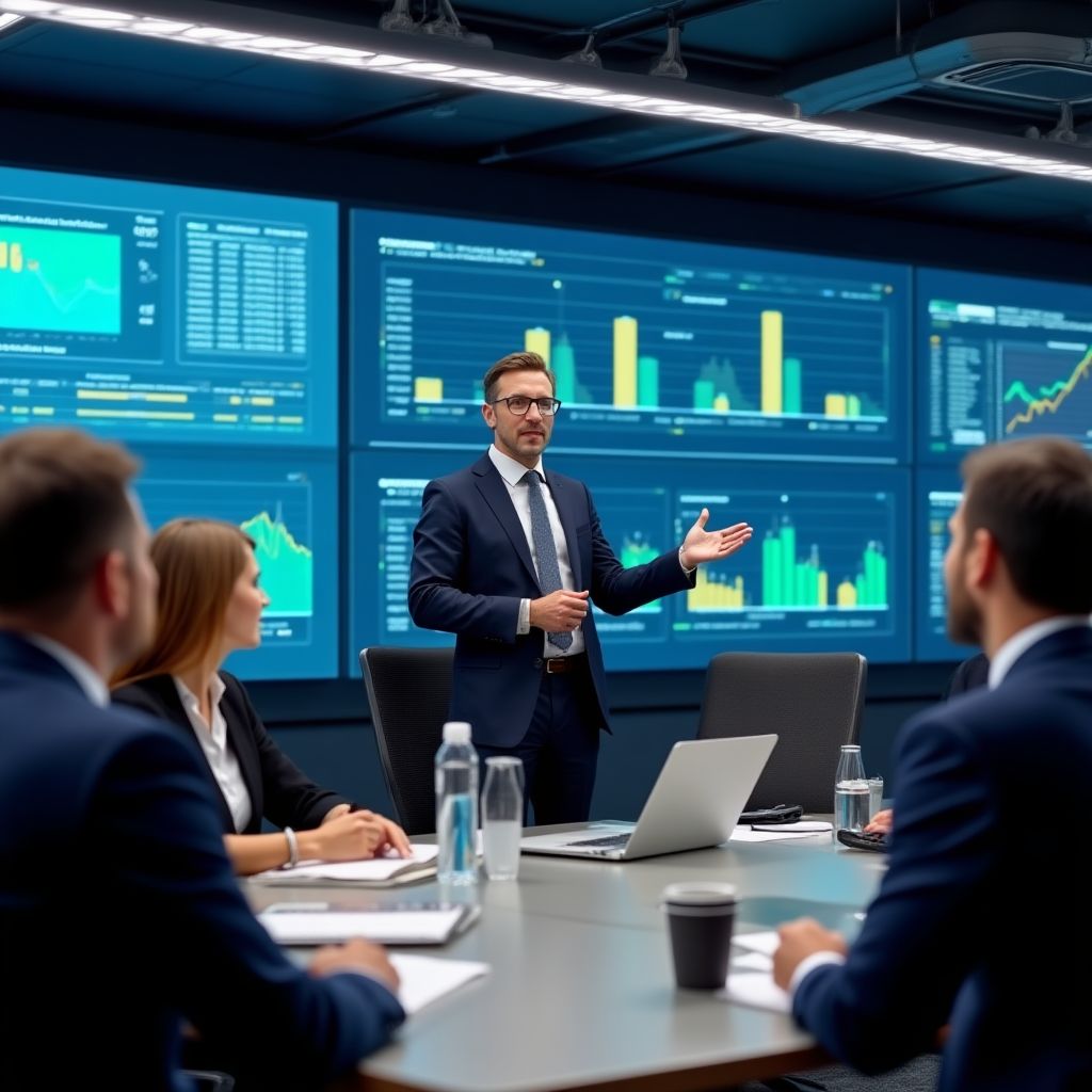 Sesión de consultoría con cliente corporativo
